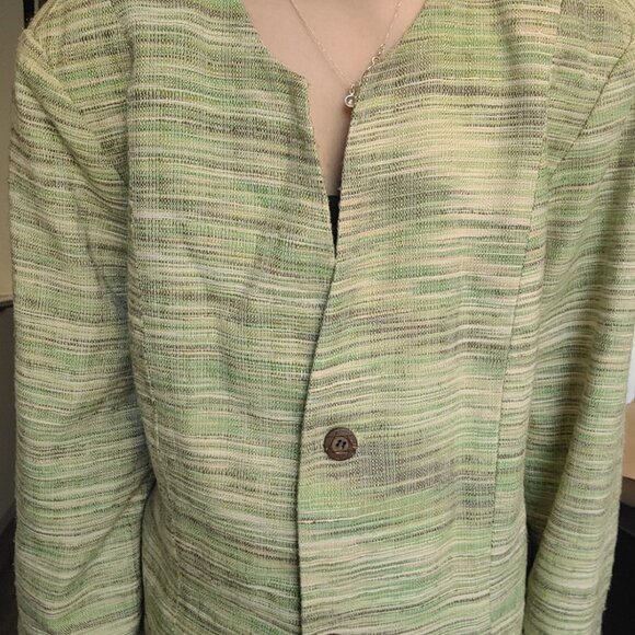 Alfred Dunner Lime Green Embroidered Vintage Jacket - Picture 3 of 8